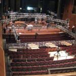 Inside the Debate Hall as the Lighting is Prepared for Friday Evening